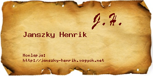 Janszky Henrik névjegykártya